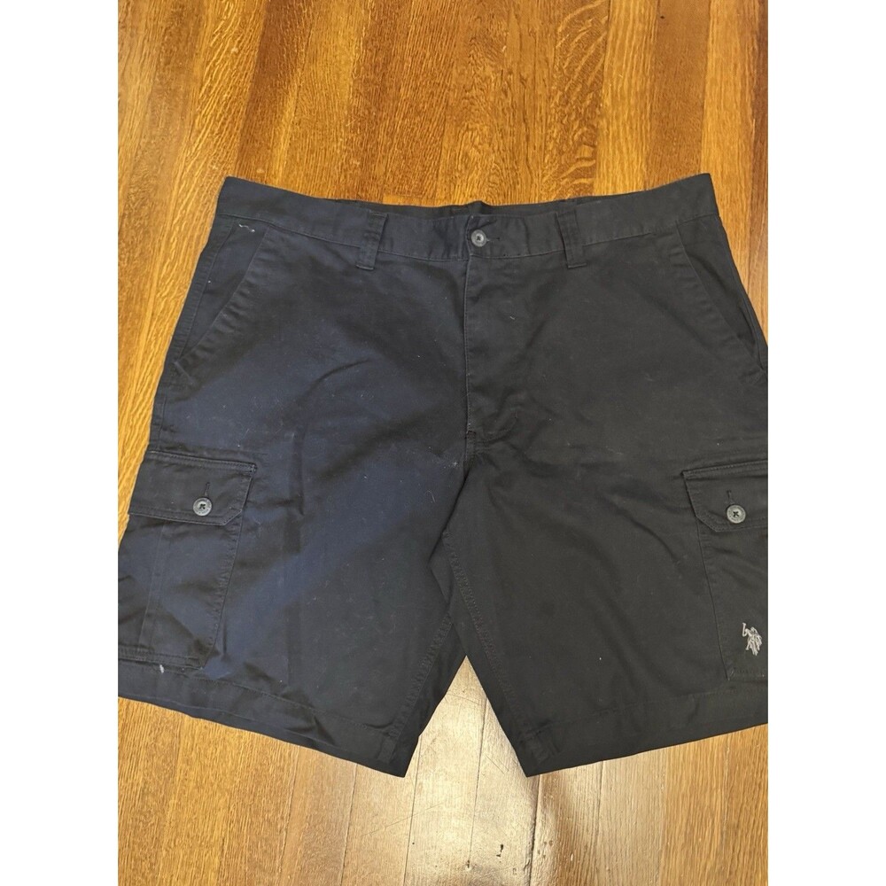 U.S. Polo Assn. Men's Cargo Shorts Size W42 Black Cotton Casual Utility